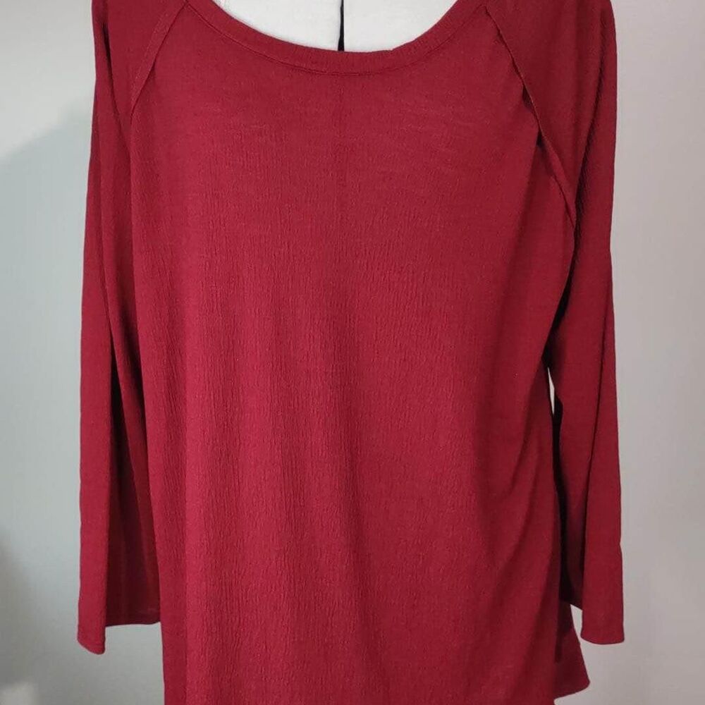 NWOT 3X Boutique Tunic Blouse Red Long Sleeve Women C3560